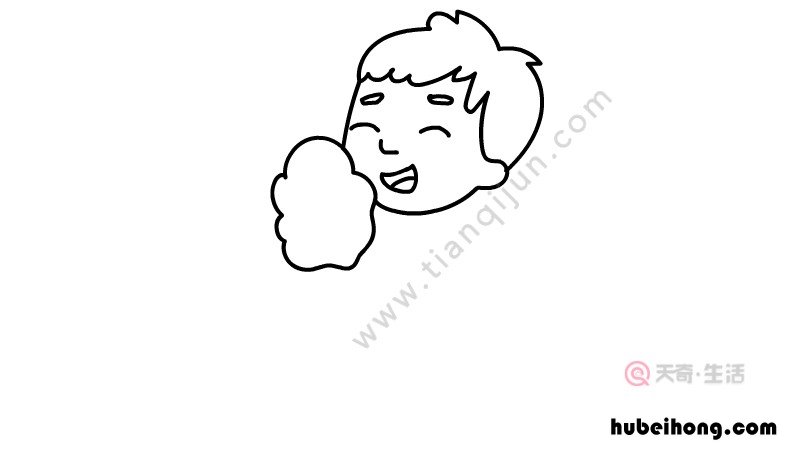 吃棉花糖的小男孩简笔画怎么画