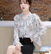 立领荷叶边长袖衬衫女图片 荷叶领连衣裙款式图