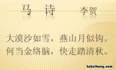大漠沙如雪 马诗 古诗《马诗》大漠沙如雪