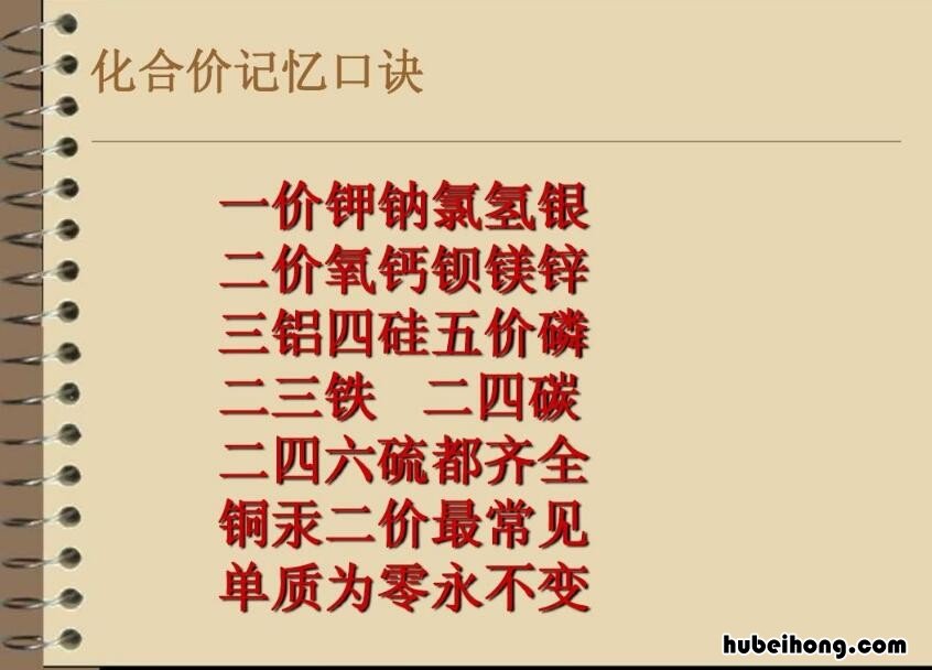 化合价口诀是什么 化合价口诀是什么意思