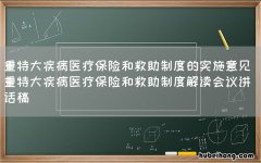 重特大疾病医疗保险和救助制度的实施意见 重特大疾病医疗保险和救助制度解读会议讲话稿