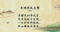 古诗《书湖阴先生壁》的意思是什么 书湖阴先生壁这篇古诗的意思