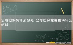 公司担保有什么好处 公司担保需要提供什么材料