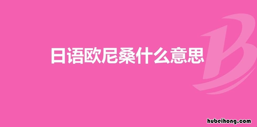 欧尼桑是什么意思 欧尼桑中文是什么意思
